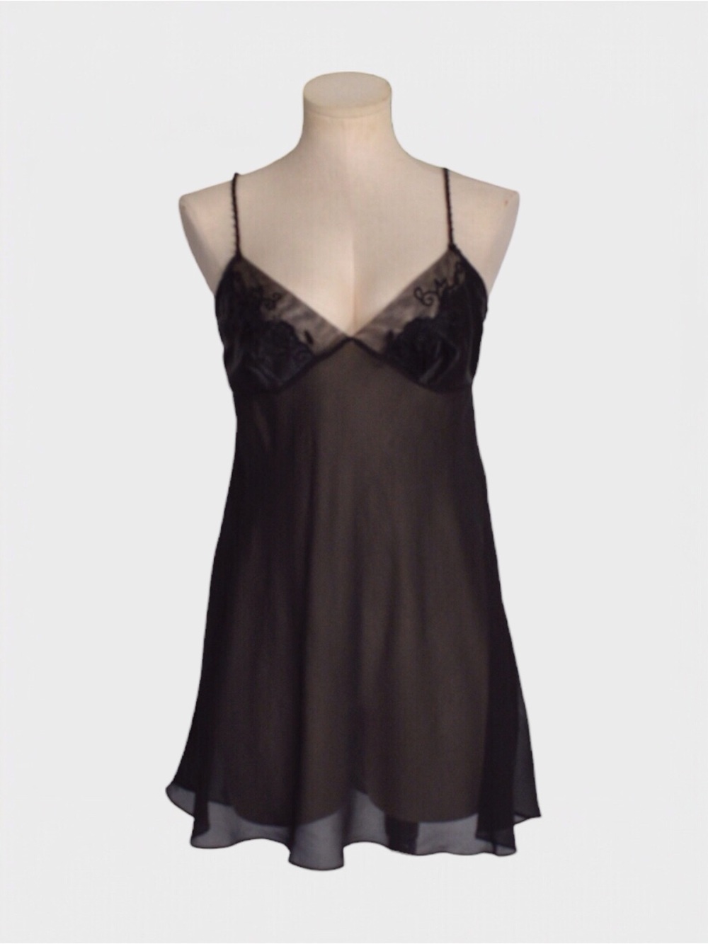 Victorias Secret Vintage Y2K Silk Mesh Babydoll Chemise Nightgown